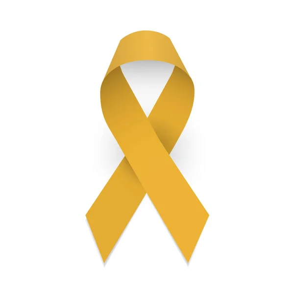 Ruban d'or enfant symbole de sensibilisation au cancer. Isoler l'objet vectoriel — Image vectorielle