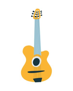 El çizimi klasik akustik gitar. Vektör illüstrasyonu