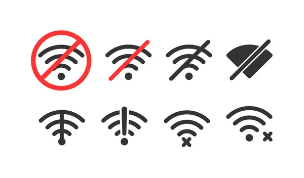 Wi-Fi sinyali yok. Kablosuz simge seti. Vektör illüstrasyonu — Stok Vektör