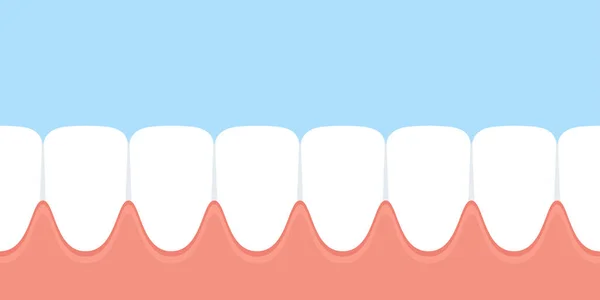 Row dentes e gengiva na boca. Ilustração do vetor dentário — Vetor de Stock