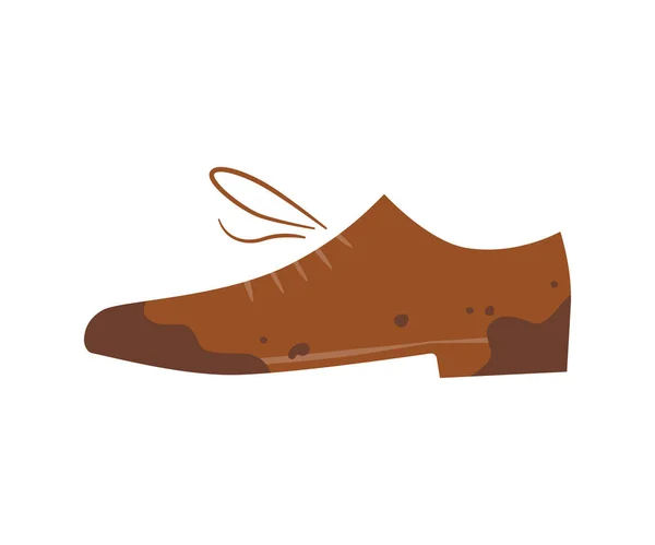 Dirty shoes. Unclean boot. Isolated vector illustration in flat and cartoon style — Stock Vector