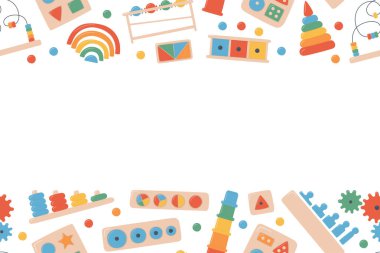Çocuklar Montessori oyunları için tahta oyuncaklar. Anaokulu çocukları için eğitim mantığı oyuncakları.