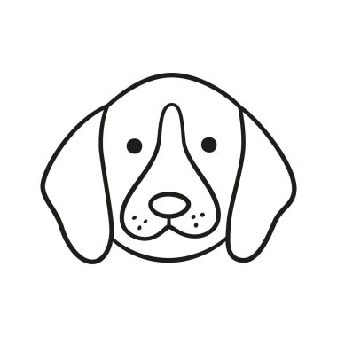 Tatlı av köpeği suratı. Köpek kafası ikonu. El çizimi izole vektör çizimi