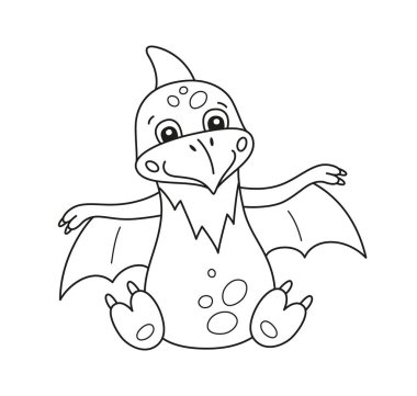 Çocuk boyama kitabı için şirin bir dinozor. Çocuk bulmaca oyunu.