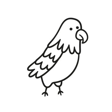 Ara papağan karalama ikonu. El çizimi kuş. İzole vektör illüstrasyonu