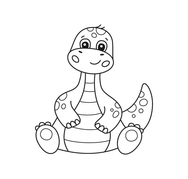 Lindo dinosaurio para colorear para niños. Niños rompecabezas juego. — Vector de stock