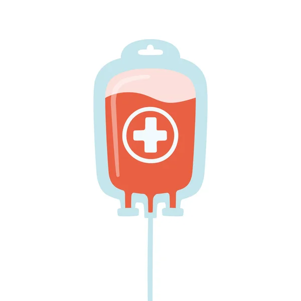 Zak met gedoneerd bloed en stralen. Bloeddonordag — Stockvector