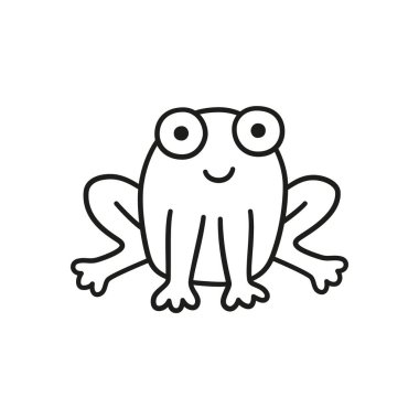 El çizimi şirin kurbağa. Çocuk çizimi. Karalama ile izole vektör illüstrasyonu