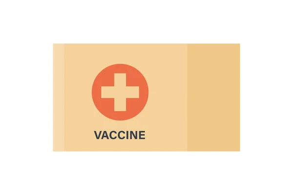 Bir kutu koronavirüs aşısı. Aşıyı hastaneye teslim etmek için. Anti virüs kampanyası. Beyaz arkaplanda düz biçim üzerine izole vektör illüstrasyonu — Stok Vektör