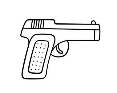 El yapımı silah. Çocuklar silah çekiyor. Beyaz arkaplanda karalama biçiminde vektör illüstrasyonu