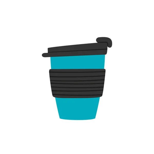 Подорожуйте тумблером з кепкою. Багаторазові чашки, термочашки. Дизайн термоса для забирання кави. Векторні ілюстрації ізольовані в плоскому і мультиплікаційному стилі на білому тлі — стоковий вектор