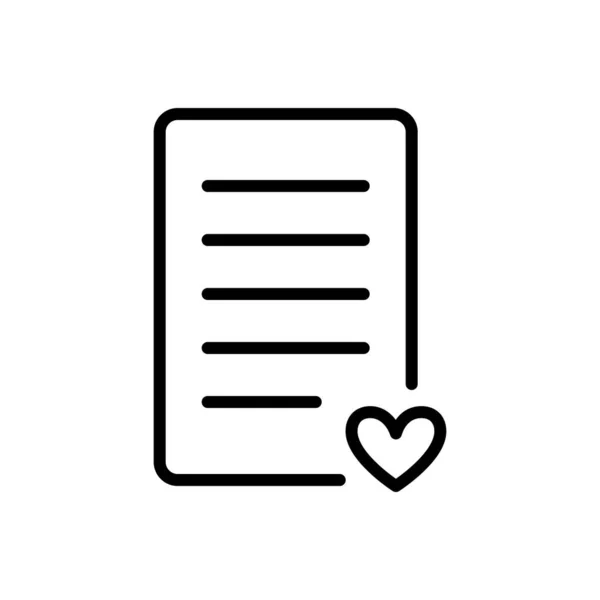 Wish list icon in simple outline design. Paper blank with heart icon. Vector illustration isolated on white background. Editable stroke — Image vectorielle