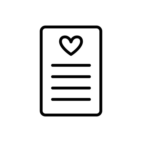 Wish list icon in simple outline design. Paper blank with heart icon. Vector illustration isolated on white background. Editable stroke — Image vectorielle