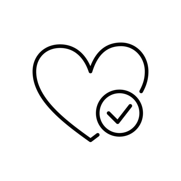 Wish list icon. Heart with check mark. Wishlist icon. Add to Favorites. Vector illustration isolated on white background. Editable stroke — Image vectorielle