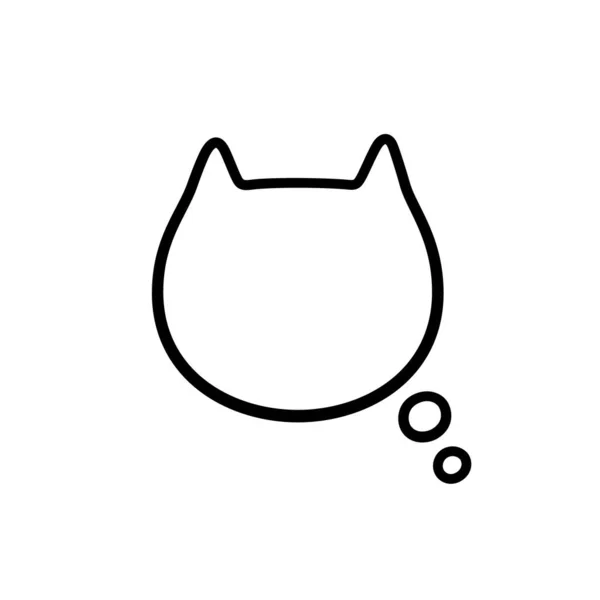 Burbuja del habla del sueño en la forma de un gato. Burbuja de habla linda vacía con orejas de gato. Ilustración lineal vectorial aislada sobre fondo blanco — Vector de stock