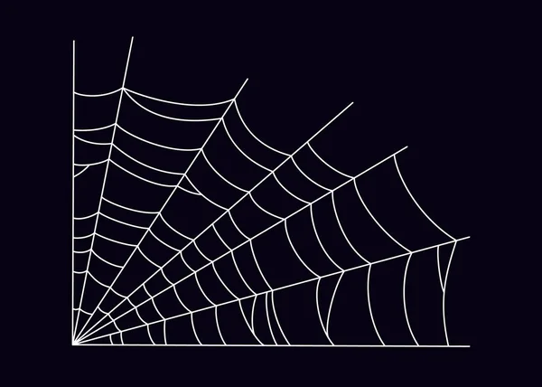 Köşedeki korkunç örümcek ağı. Siyah arkaplanda beyaz örümcek ağı silueti var. Cadılar Bayramı partisi için el yapımı örümcek ağı. Vektör illüstrasyonu — Stok Vektör