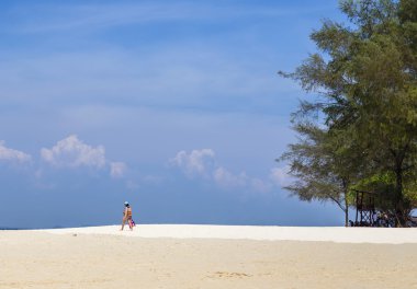 Mavi gökyüzü tropikal plaj 