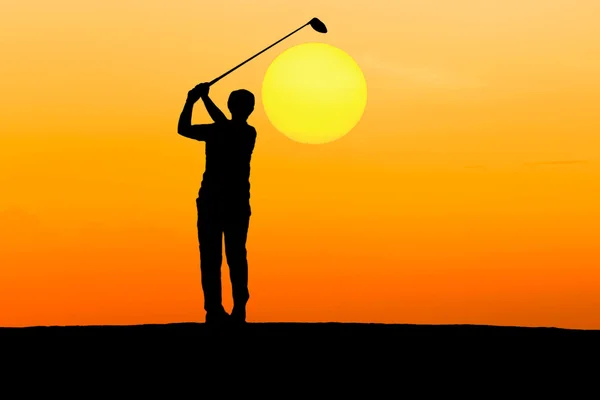 Silhouette golfare spela golf — Stockfoto