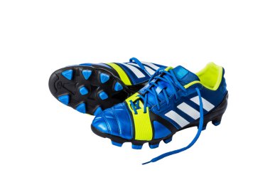 Leather blue soccer shoes clipart