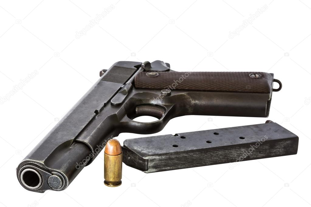 Gun with bullet and magazine ammunition