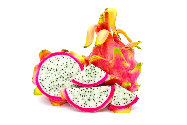 Vivido Vibrante Dragon Fruit Isolato Sfondo Bianco — Foto Stock