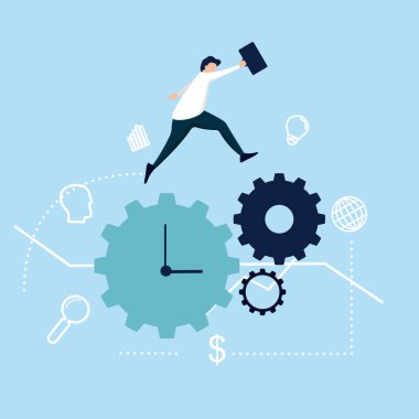 İş stratejisi ve finansal çözüm sistemi kavramı. Vektör illüstrasyon tasarımı.