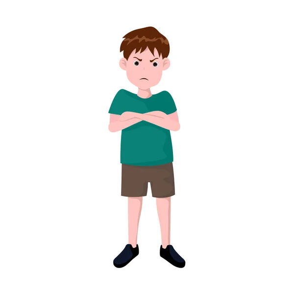 Θυμωμένο Αγόρι Παιδί Απομονωμένο Λευκό Φόντο Εικονογράφηση Διάνυσμα Στυλ Χαρακτήρες — Διανυσματικό Αρχείο
