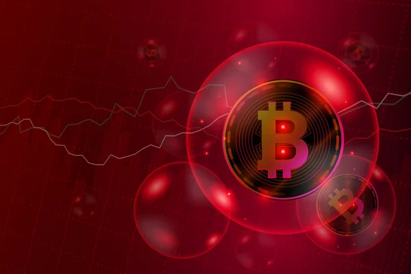 Bitcoin Digitale Kryptowährung Blase Mit Der Wirtschaft Stören Hintergrund Das — Stockvektor