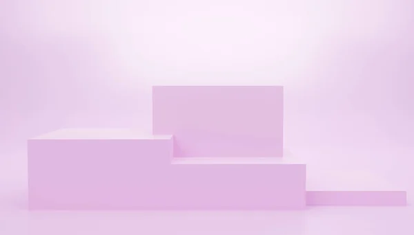 表彰台と台座のプレゼンテーションと化粧品ショーステージ ピンクの背景3Dレンダリング — ストック写真