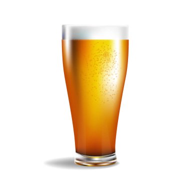 Beyaz arka planda izole cam bira. Vektör illüstrasyon tasarımı.