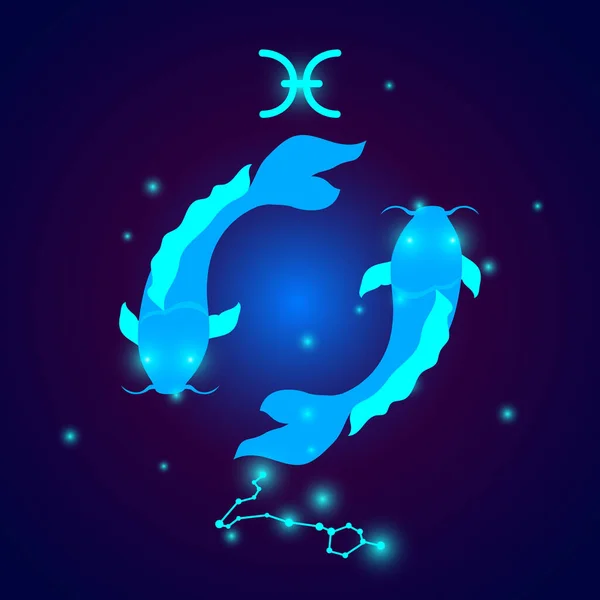 Signo Del Zodíaco Piscis Diseño Ilustración Vectorial — Vector de stock