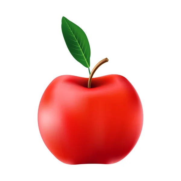 Rött Äpple Isolerad Vit Bakgrund Vektorillustration — Stock vektor