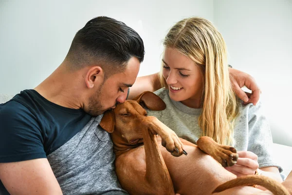 Ember kutya megcsókolta barátnője részlete — Stock Fotó