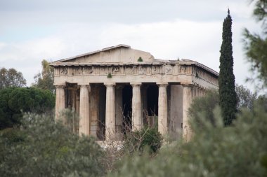 Hephaistos harap tapınak yanında servi ağacı