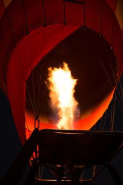 Burner shooting flames into hot air balloon
