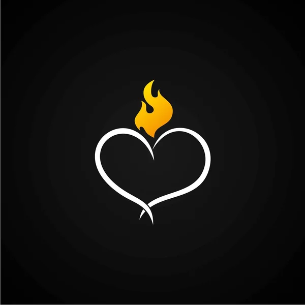 Tema corazón fuego — Vector de stock