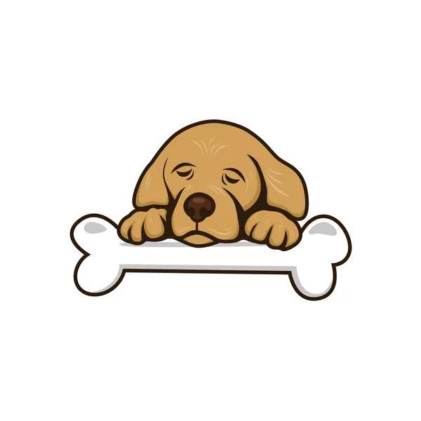 Cute Little Puppy z kością — Wektor stockowy