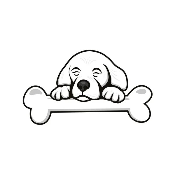 Cute little puppy with bone — Stock Vector