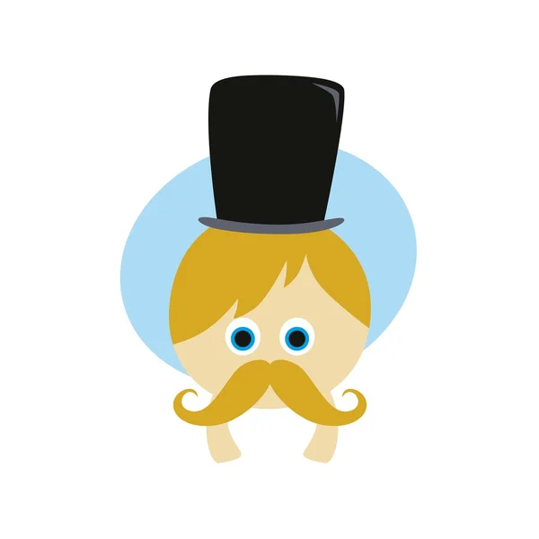 Mignon petit monstre avec moustache — Image vectorielle