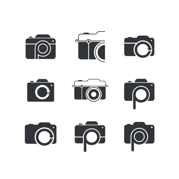 Set icone a tema fotografico — Vettoriale Stock