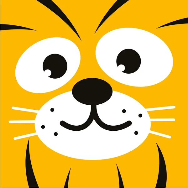 Icono de cara de tigre cuadrado — Vector de stock