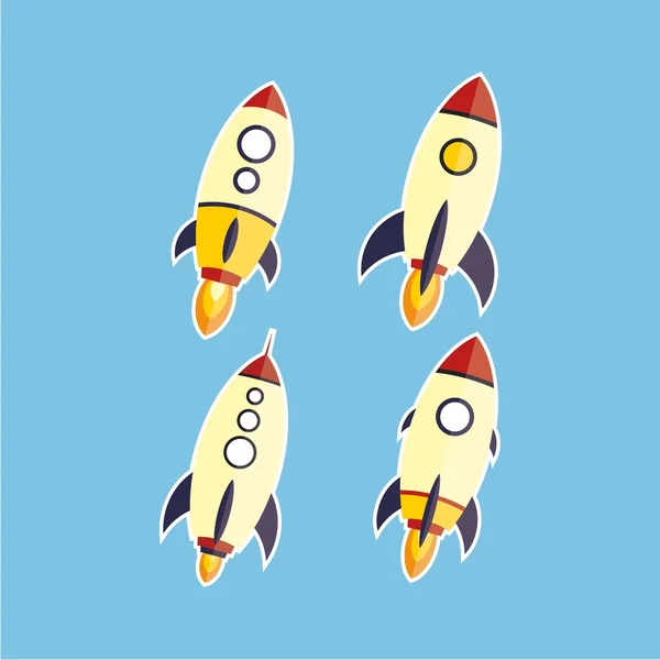 Set of rocket ships — Stock Vector