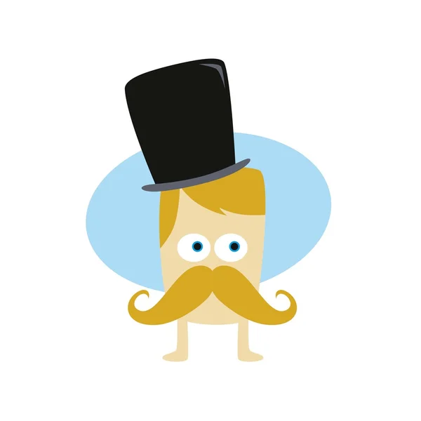 Lindo pequeño monstruo con bigote — Vector de stock