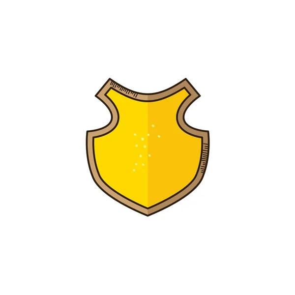 Bouclier doré dessiné main — Image vectorielle
