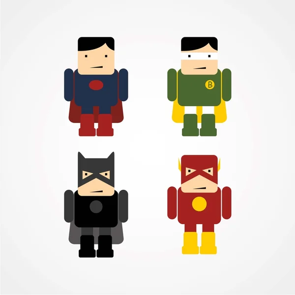 Petit super héros plat dessins animés ensemble — Image vectorielle
