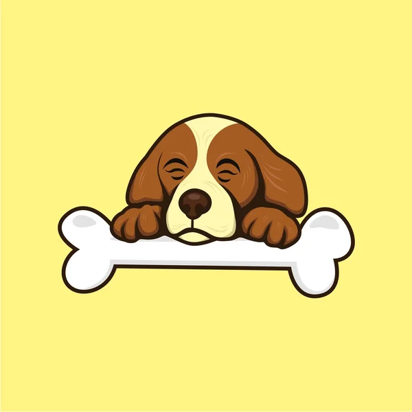 Cute little puppy with bone — Stock Vector