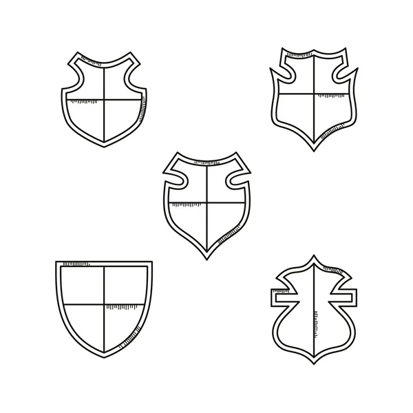 Set of hand drawn shields — Stock Vector