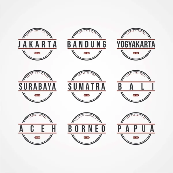 Indonesia cities labels — Stock Vector