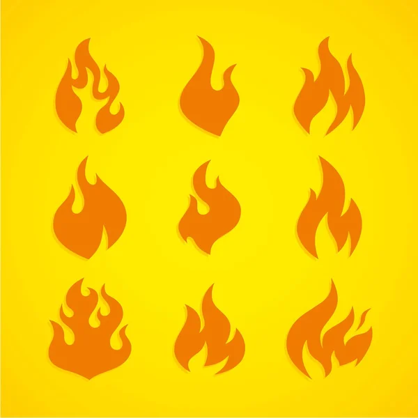 Burning flame bränder set — Stock vektor