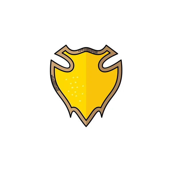 Escudo dorado dibujado a mano — Vector de stock